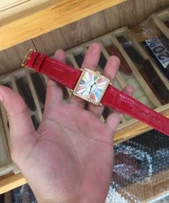 dây đồng hồ da cá sấu màu đỏ