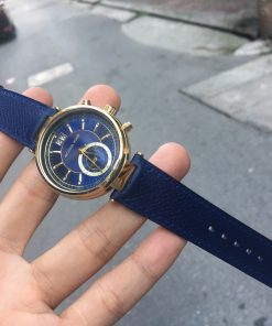 Dây da đồng hồ Michael Kors Epsom xanh