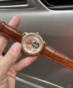 Mẫu cá sấu Pháp nâu đậm cho đồng hồ rồng phượng