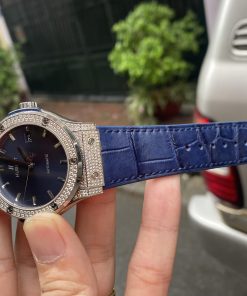 Mẫu cá sấu Mỹ màu xanh Navy cho đồng hồ Hublot