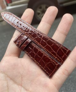 Mẫu cá sấu nâu vân hông cho đồng hồ Orient