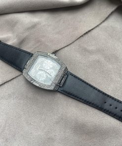 Mẫu da bò Pullup Ý màu đen cho đồng hồ Guess nữ