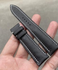 Mẫu da bò Epsom Pháp màu đen khâu chỉ trắng cho Orient
