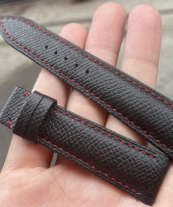 Mẫu bò Epsom đen khâu chỉ đỏ cho đồng hồ Orient