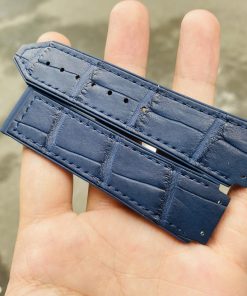 Mẫu cá sấu xanh Navy lót cao su xanh cho đồng hồ Hublot Case 42