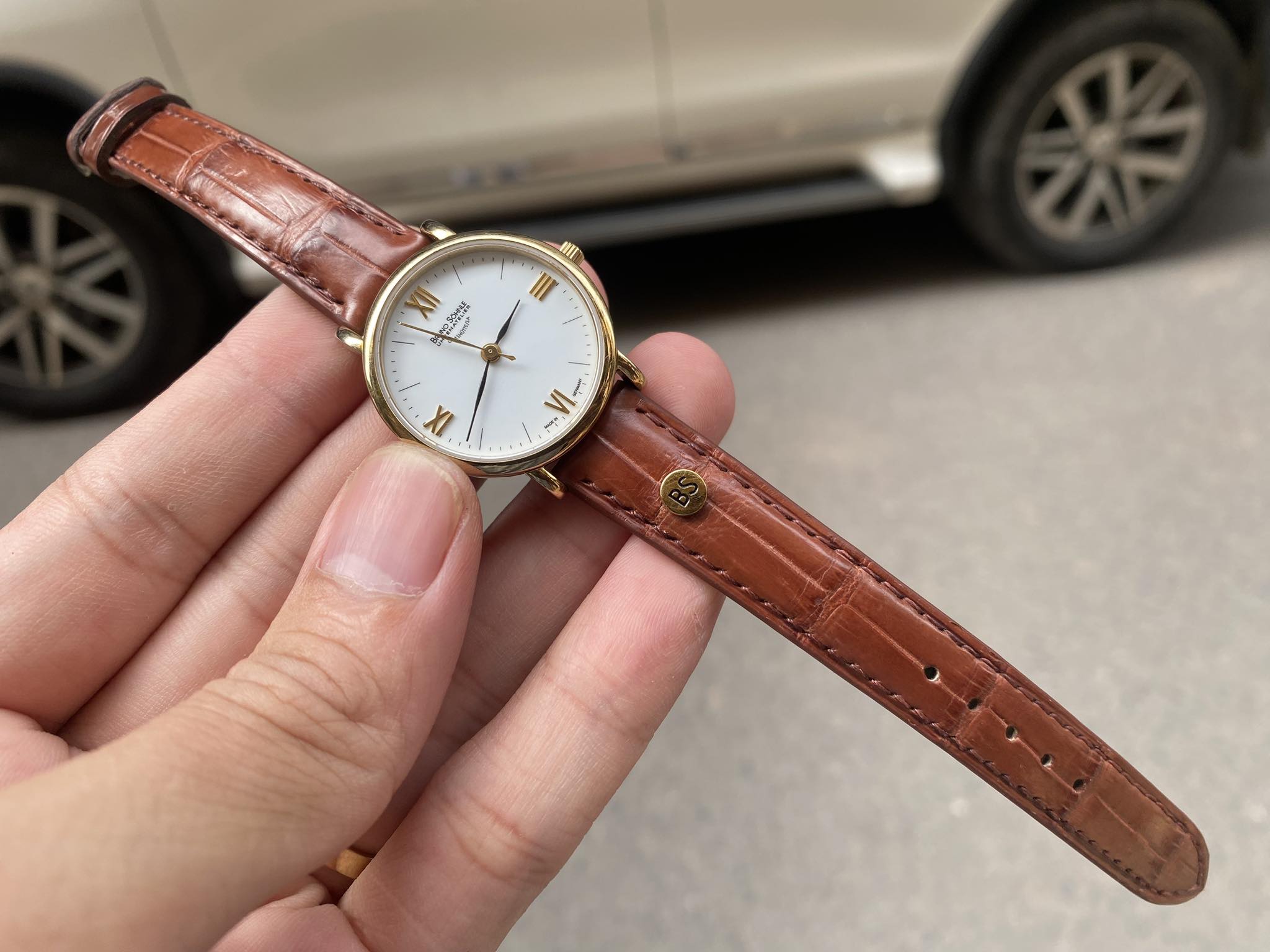 Mẫu dây cá sấu Việt màu nâu cho em Bruno Sohnle