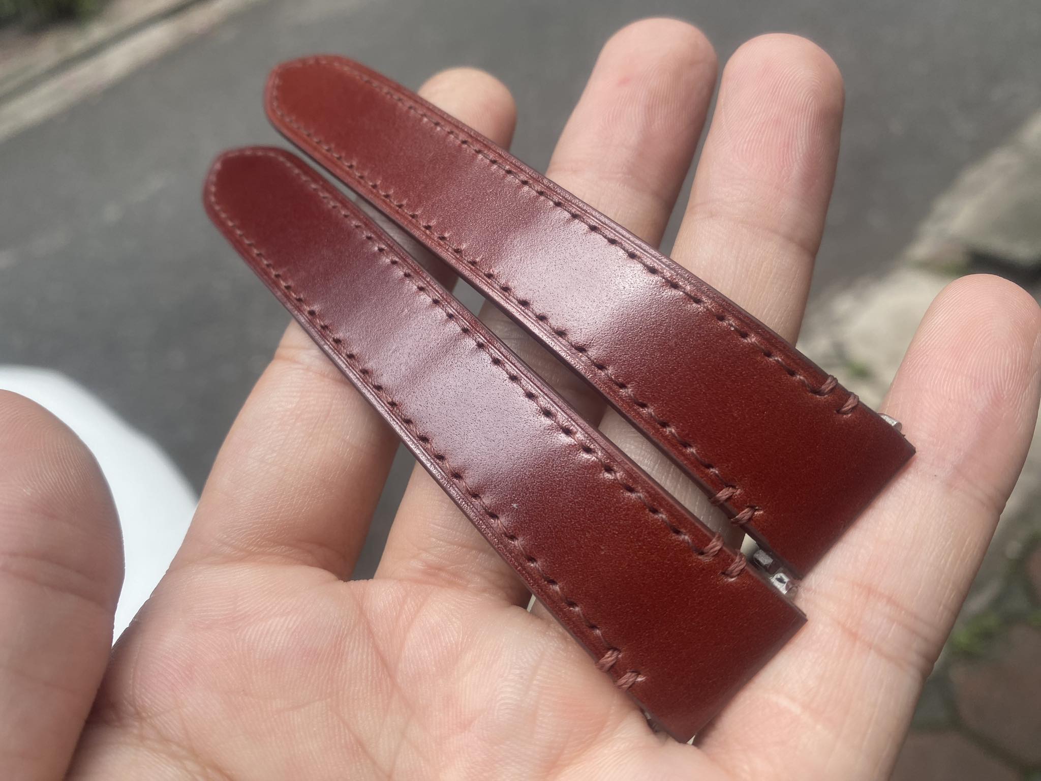 Dây đồng hồ Shell Cordovan màu nâu cho đồng hồ Cartier Santos