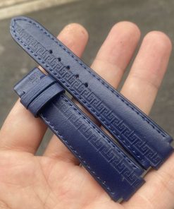 Mẫu dây da bò Ý xanh Navy cho đồng hồ Versace