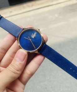 Mẫu dây da Epsom Pháp màu xanh dương cho Lacoste