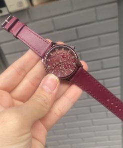 Mẫu dây da bò Ý màu đỏ đậm cho đồng hồ Fossil
