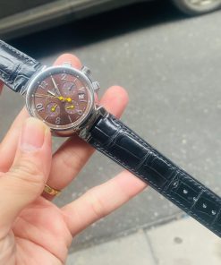 Mẫu dây da cá sấu màu đen cho đồng hồ Louis Vuitton